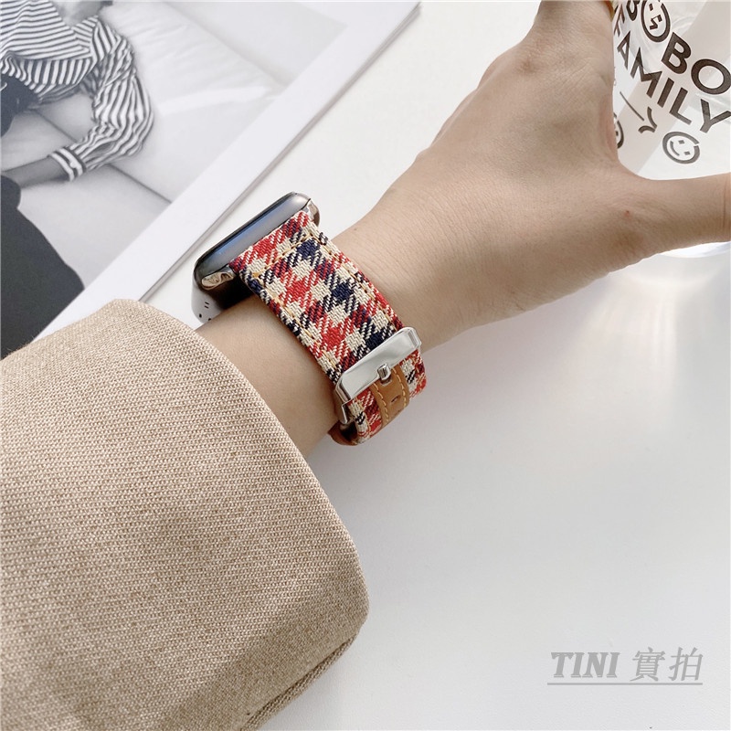Dây đeo bằng vải canvas kiểu retro cho iWatch 7th Generation SE 6 5 4 3 2 1 38mm 40mm 41mm 42mm 45mm 44mm