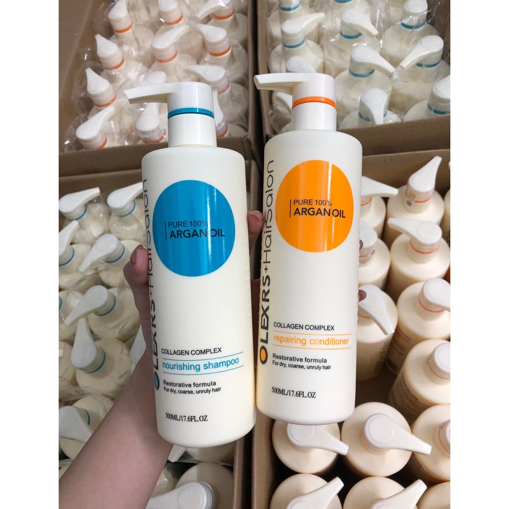 CẶP DẦU GỘI XẢ DƯỠNG TÓC CAO CẤP OLEXRS HAIR SALON ARGAN OIL 500ML