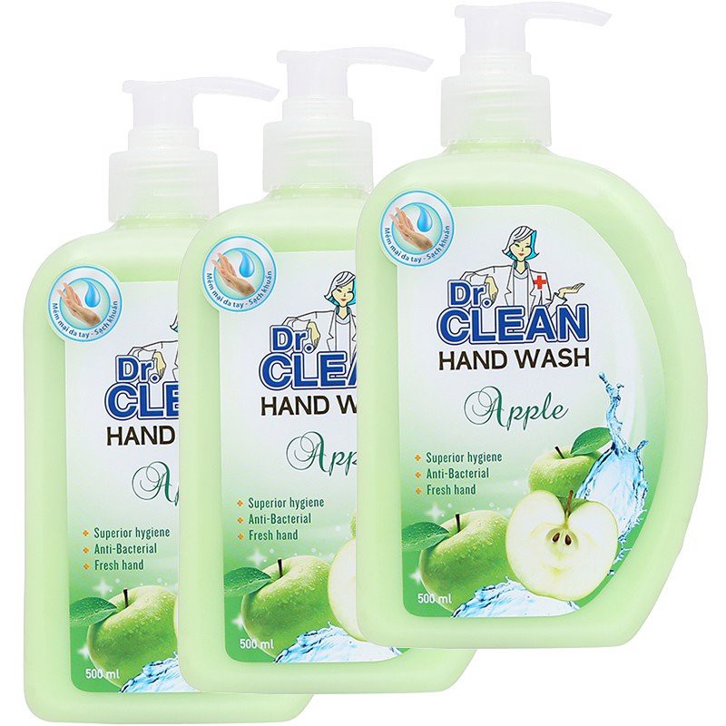 Nước rửa tay Dr. Clean hương Táo chai 500ml tặng kèm chai 160ml ngẫu nhiên hoặc Gel Rửa tay không dùng nước 100ml
