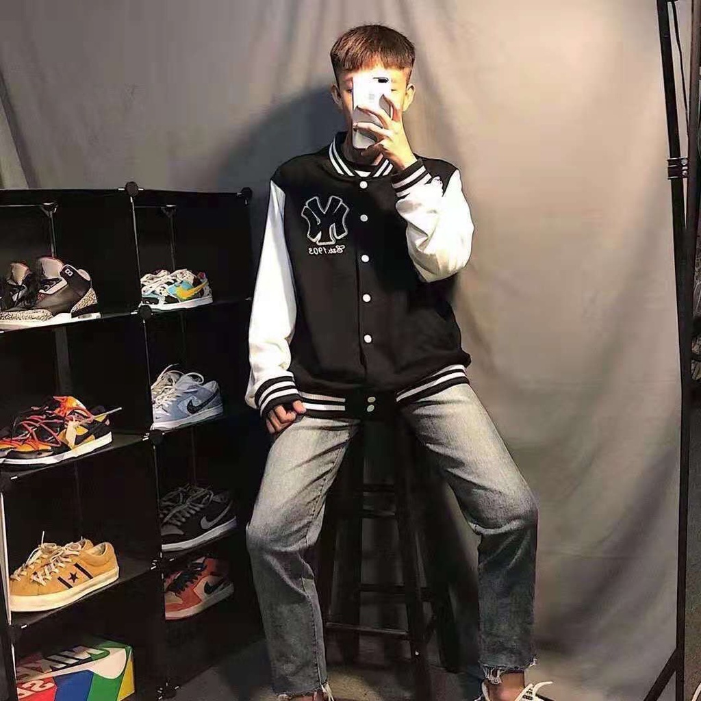 Áo Khoác Bomber Nam Nữ, Áo Khoác Nỉ NY Unisex Mặc Đôi Hàng Quảng Châu Chất Đẹp