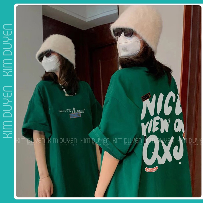 Áo Thun Xanh Rêu Áo Thun Tay Lỡ Form Rộng Unisex 38-65kg Nam Nữ Phong Cách Ullzang