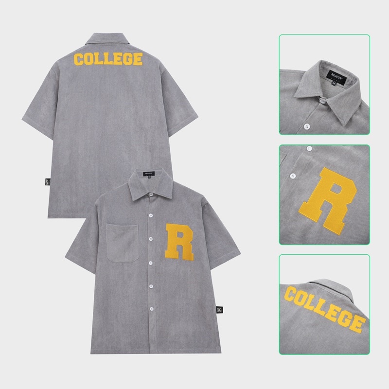 Áo Sơ mi Tay Ngắn Thêu School REGODS Unisex Form Rộng ( COLLEGE SHIRT )