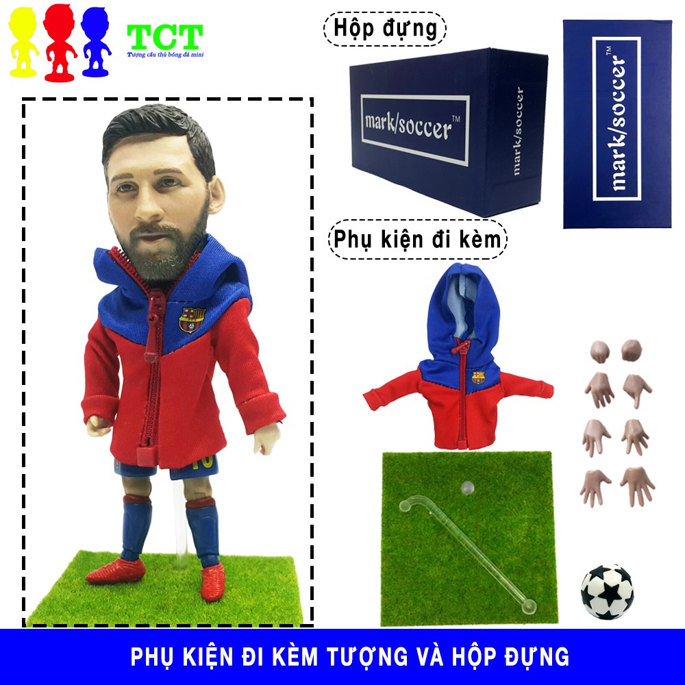 Tượng cầu thủ bóng đá MarkSoccer 13cm Messi - Barcelona thỏa thích tạo dáng