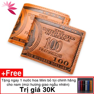 Ví nam, Bóp da nam chất liệu da PU cao cấp hình tiền Châu Âu (Có video, Tặng nước hoa 30K)