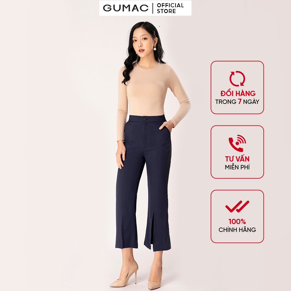 [Mã WABRGU72 giảm 10% tối đa 50k đơn 250k] Quần ống loe xẻ trước GUMAC QB1237