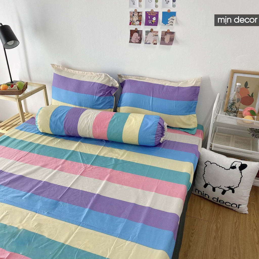 Bộ drap giường vỏ gối cotton poly, bộ ga giường giá rẻ bo chun miễn phí