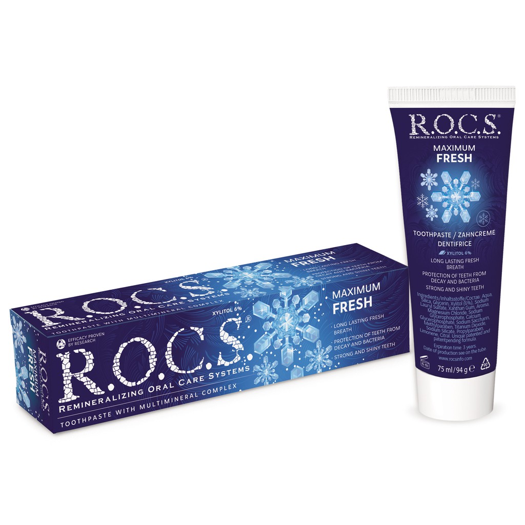 Kem đánh răng ROCS. người lớn, tươi mát tối đa Maximum Fresh 94g