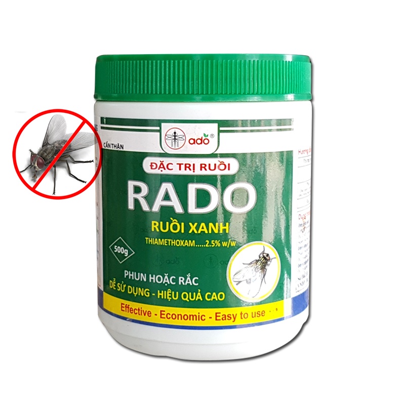 Thuốc diệt ruồi RADO - dạng hũ 500g. Thuốc diệt ruồi xanh hiệu quả.
