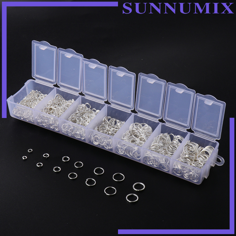 [SUNNIMIX]1500 Pcs Open Jump Rings Box Set for DIY Jewelry Making Finding Gold