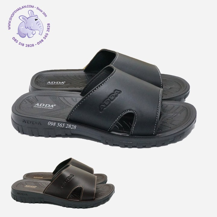 Dép da quai ngang nam Thái Lan ADDA 92R01, size từ 40-43, đế Pu mềm êm, quai da mềm