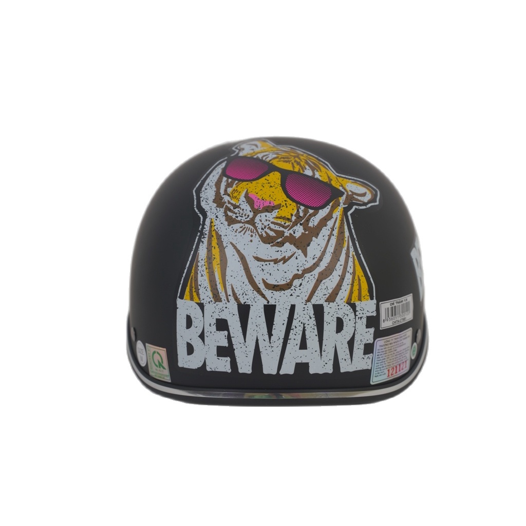 Mũ bảo hiểm nửa đầu Chita CT6B1 Hổ BEWARE màu đen sơn mờ