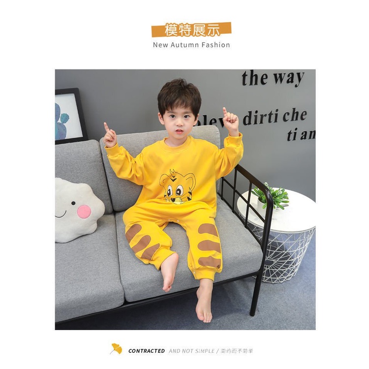 Bộ Đồ Ngủ Liền Thân Tay Dài Phong Cách Thời Trang Xuân Thu Dễ Thương Cho Bé