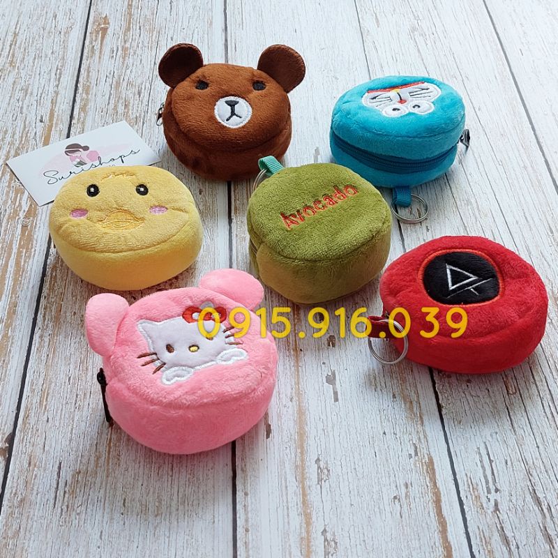 Móc Khóa Thú Bông Hình Tròn, Móc Khóa Gấu Bông