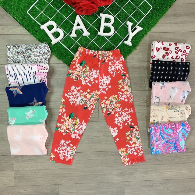 Combo 5 quần legging 100% cotton vải xuất dư cho bé 10 - 30kg