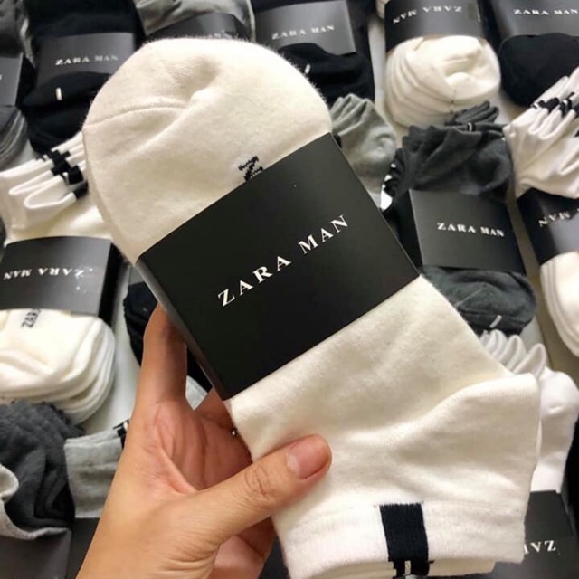 Tất nam nữ cổ ngắn zara cotton loại trơn, co giãn tốt , thấm hút mồ hôi