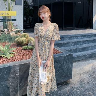 Đầm hoa cổ chữ V thời trang 2020 cho nữ