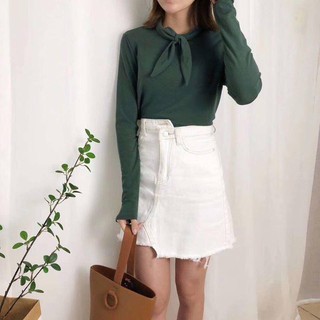 Áo len cổ nơ