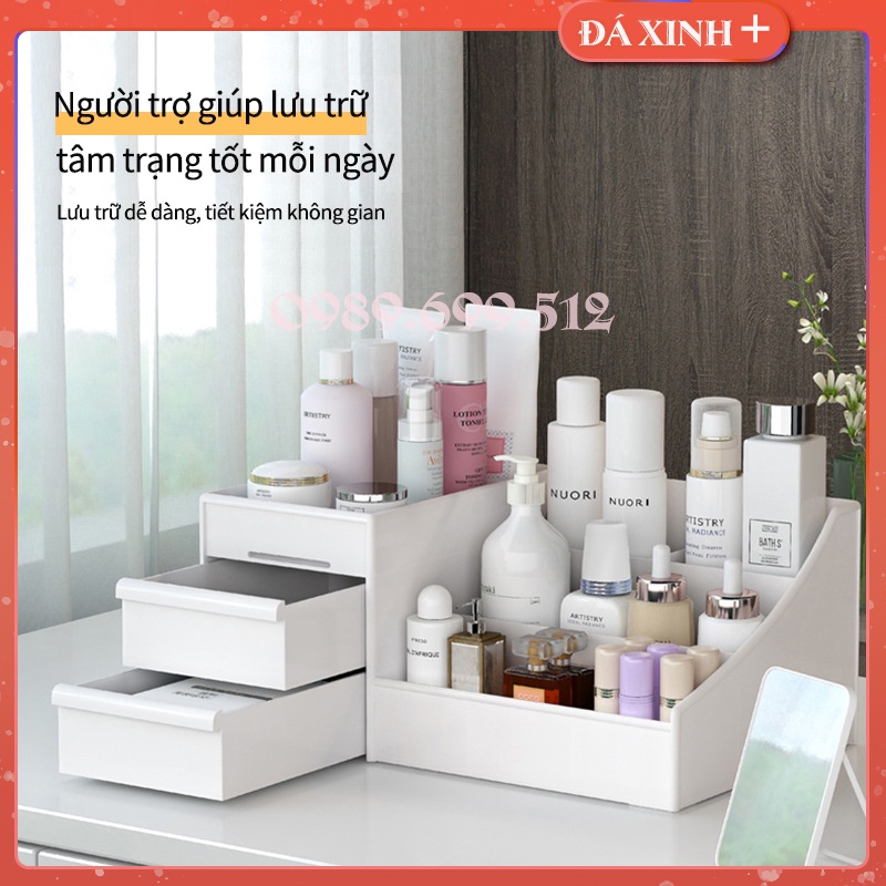 Kệ Đựng Mỹ Phẩm Đa Năng 3 Tầng 2 Ngăn Kéo Tiện Dụng