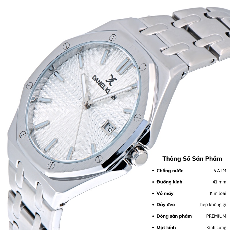 Đồng hồ nam Daniel Klein DK.1.12878 kiểu dáng thể thao sport, mặt kính chống xước chống nước dây thép cao cấp chính hãng