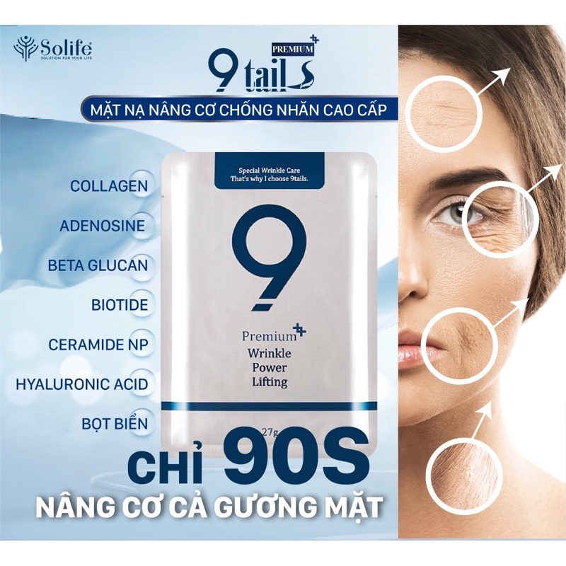 MẶT NẠ NÂNG CƠ CHỐNG NHĂN CAO CẤP PREMIUM WRINKLE POWER LIFTING 9TAILS NHẬP KHẨU CHÍNH HÃNG HÀN QUỐC