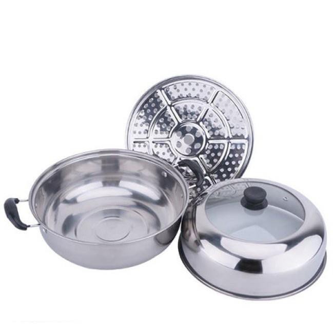 NỒI HẤP INOX ĐA NĂNG 2 TẦNG NẮP KÍNH 28 CM