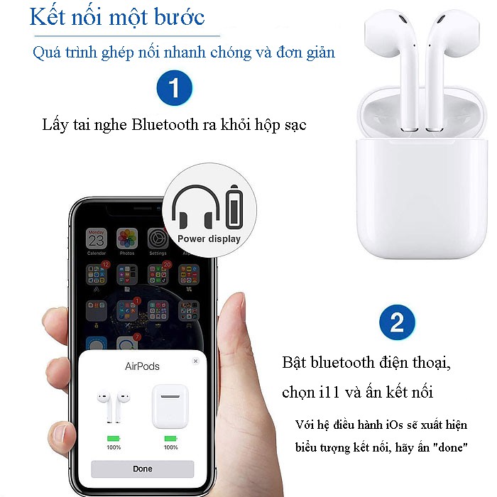 i11 TWS Điều khiển cảm ứng Bluetooth 5.0 Tai nghe không dây Cửa sổ bật lên Ghép nối tự động