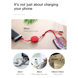 Cáp sạc 3 cổng Type C, Micro USB, Lightning 3.5A  dài 1.2M hãng Baseus