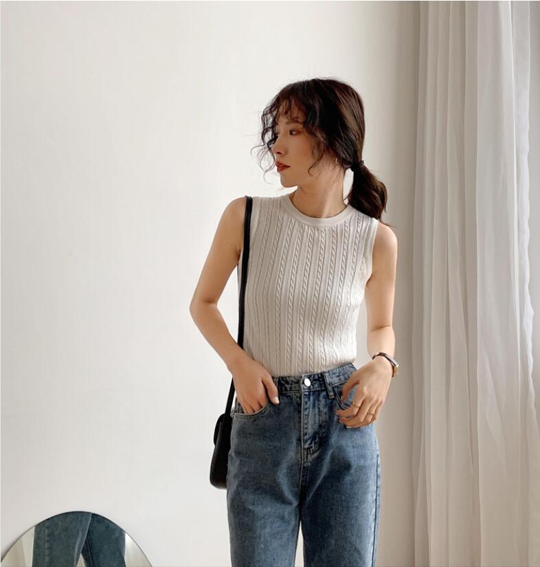 Áo ba lỗ SUXI dệt kim màu trơn thiết kế quyến rũ độc đáo cho nữ