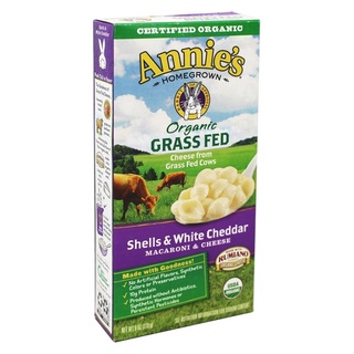 Nui phô mai organic non-gmo annies homegrown macaroni and cheese shell white cheddar, grass fed, 170g