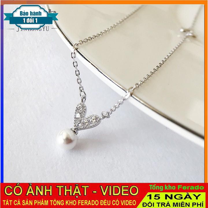 [ xả kho ] Vòng cổ (dây chuyền) mặt trái tim đính ngọc trai cao cấp DT004