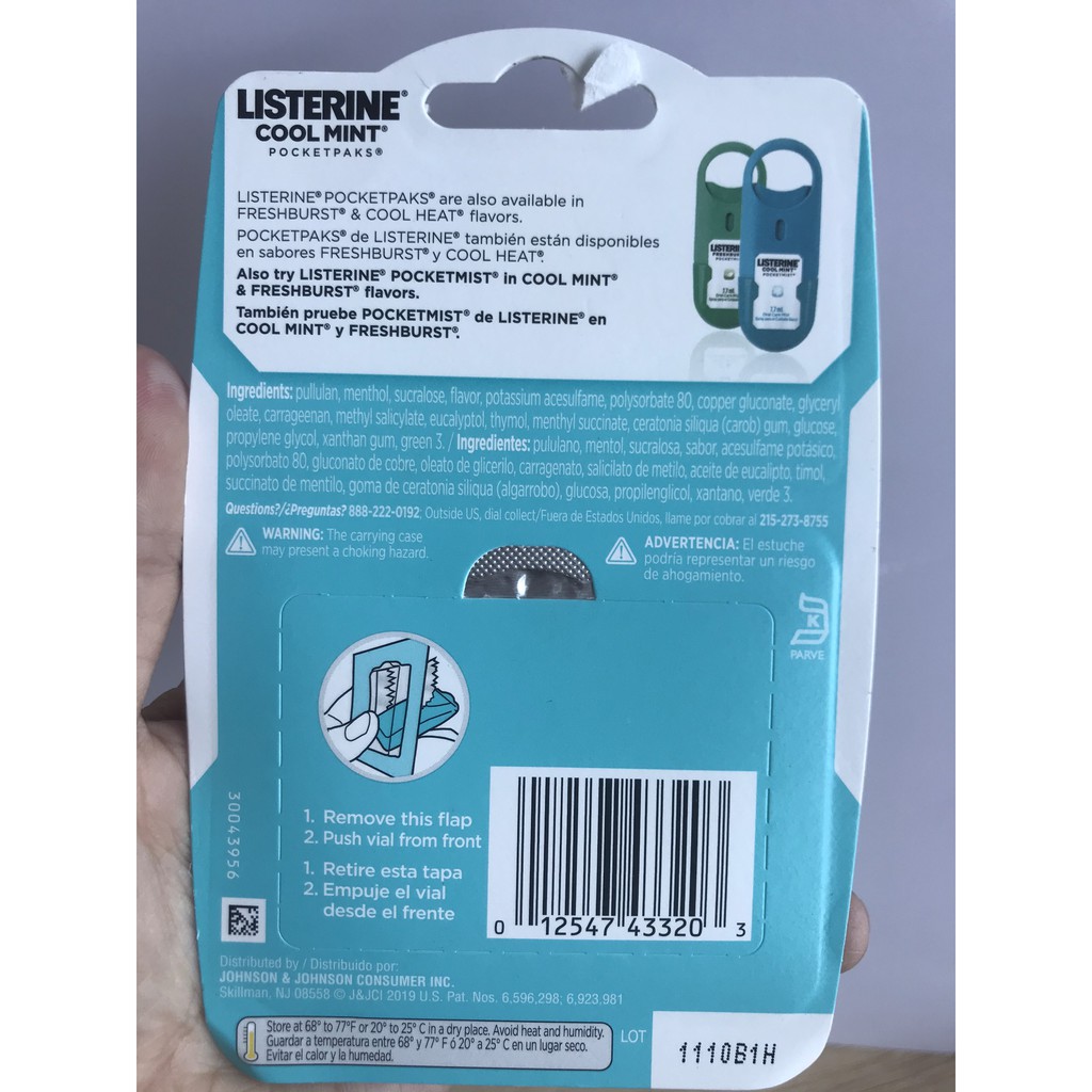 Miếng ngậm thơm miệng LISTERINE Cool Mint (24 Miếng x 3 Hộp -Xanh Dương)