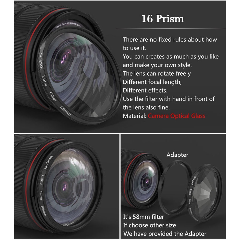 Lăng Kính Vạn Hoa 49mm-77mm Cho Máy Ảnh DSLR