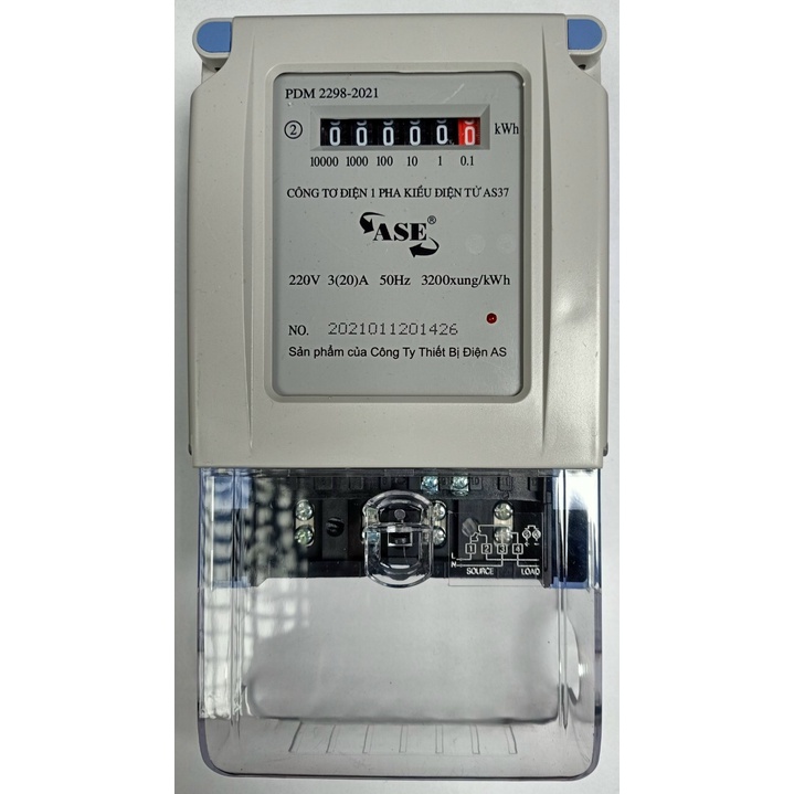 CÔNG TƠ CƠ ĐIỆN TỬ 1 PHA AS37 3(20)A