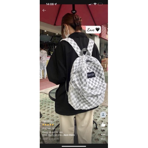 Balo ulzzang Đi Học Đi Chơi Nam Nữ Thời Trang Hàn Quốc Nhiều Ngăn vừa Laptop Kẻ Caro Xốp