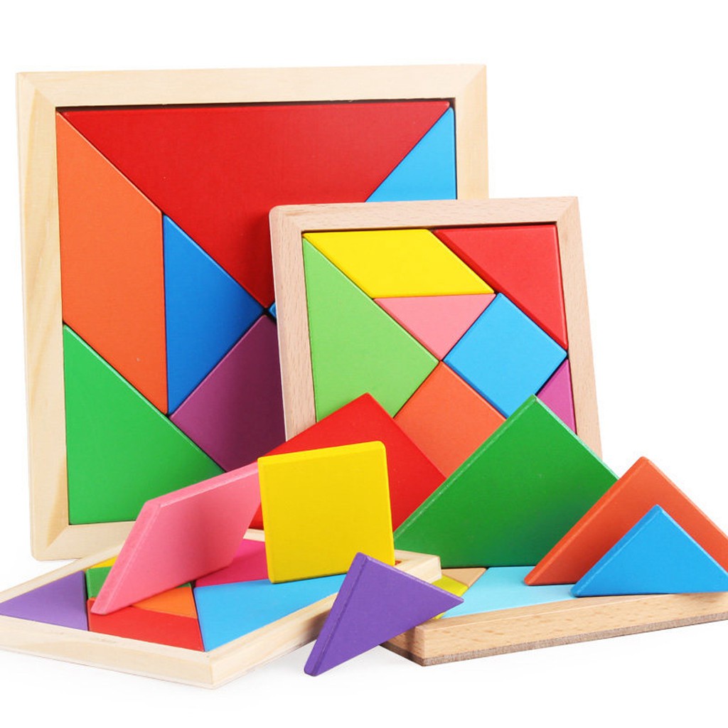 Xếp Hình Trí Uẩn TANGRAM BABO, Đồ chơi gỗ cho bé phát triển trì thông minh, sáng tạo hình ghép - BABO