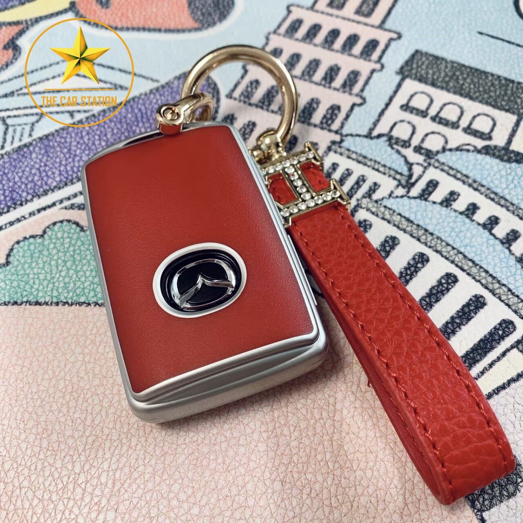 - Ốp đính đá bọc chìa khóa xe hơi ô tô Mazda 2 3 6 - Mazda CX 3 - CX 5 - CX 8 - CX 30 -  Bao da chìa khóa-Mẫu 08