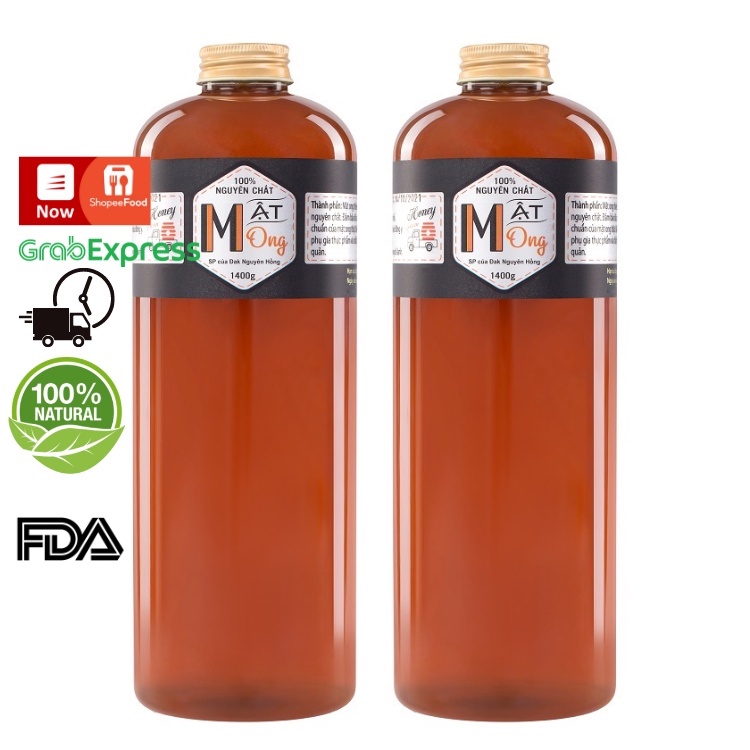 COMBO 2 chai mật ong nguyên chất 100% BEE Honey 1400g Thế Hồng Honey(TRẢ HÀNG NẾU SẢN PHẨM KHÔNG THẬT)