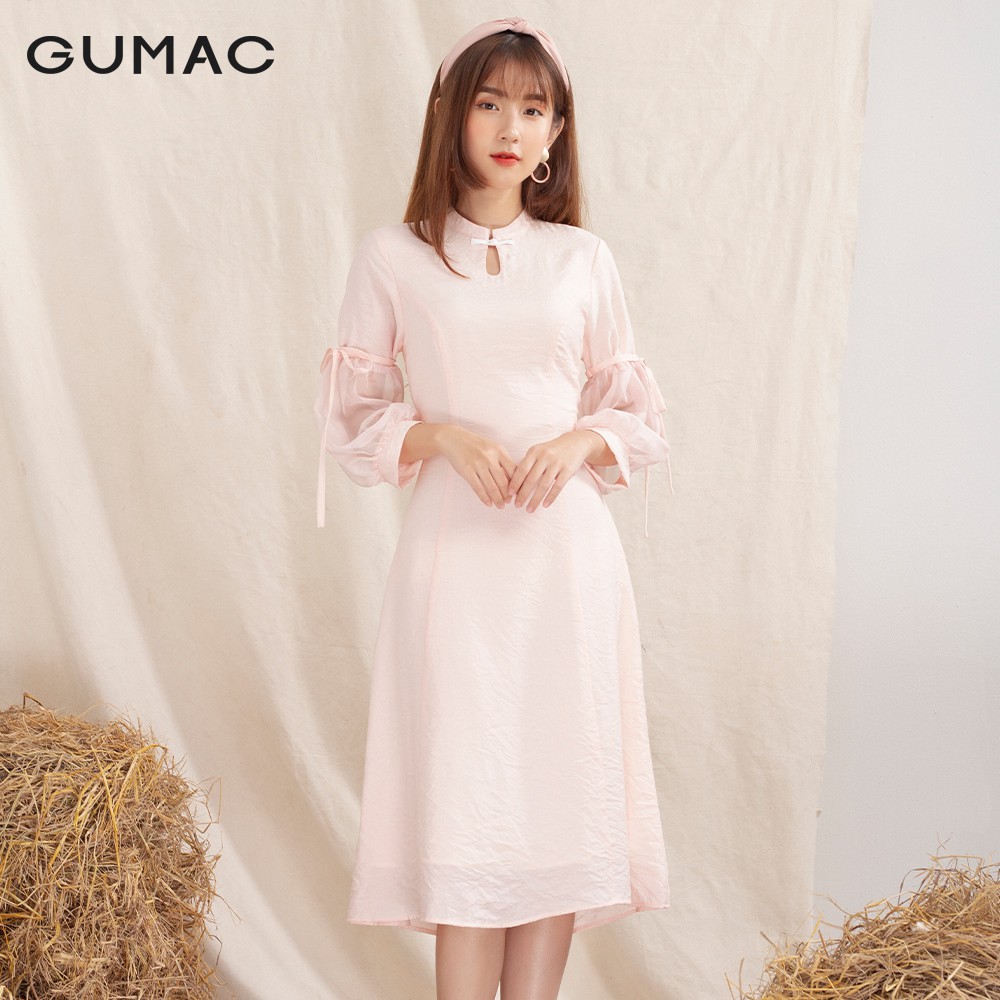 Đầm cổ tàu tay voan DA10120 GUMAC | BigBuy360 - bigbuy360.vn