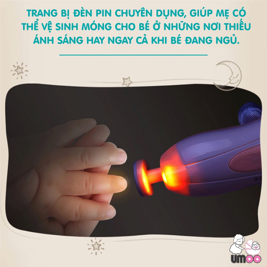 [Haobaby Shop] Máy Dũa Móng Tay Cho Bé UMOO, mài móng tay thông minh 6 chức năng/ Dũa móng Trimmer cho bé