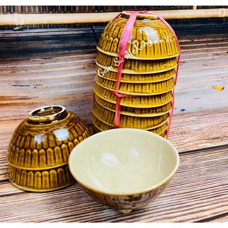 Bộ 10 chén sành vàng gốm sứ Nam Bộ