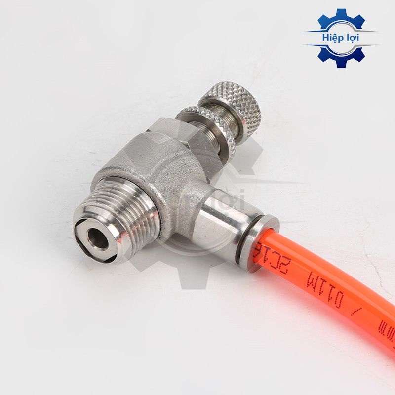 Van tiết lưu inox ISL - chỉnh lưu inox 1 đầu ghim ống 1 đầu ren ngoài - linh kiện khí nén