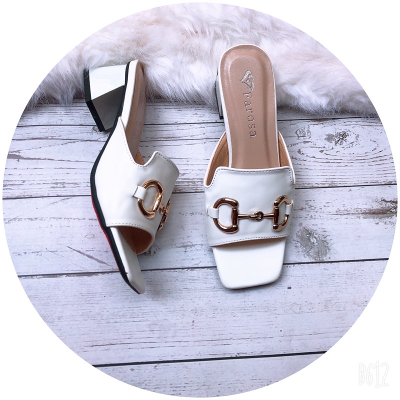 Dép nữ bản to phôi xích ngang gót loe 5cm cực xinh