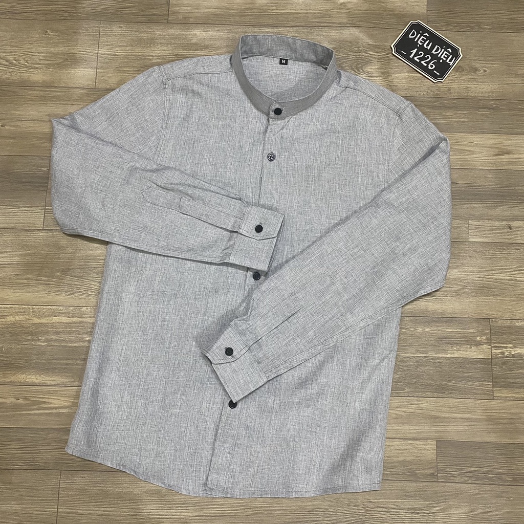 ÁO SƠ MI CỔ TÀU DÀI TAY SƠ MI NAM CỔ TÀU XÁM TIÊU kèm ảnh thật - Diệu Diệu 1226 | BigBuy360 - bigbuy360.vn