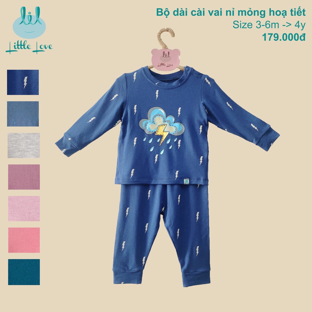 Bộ quần áo dài tay vải nỉ mỏng cho bé Lil Little Love 9m - 4Y