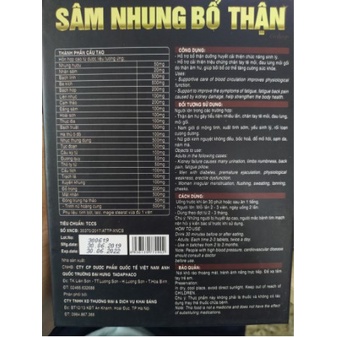 Viên Uống Sâm Nhung Bổ Thận Hộp 60 Viên Giúp Bồi Bổ Cơ Thể Khỏe Mạnh Tăng Cường Sinh Lý Hiệu Quả Cho Cả Nam Và Nữ