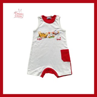 Body Cotton Ba Lỗ Ngắn Bé Trai Trắng Đỏ Ovo Babychumchum 0-6 Tháng