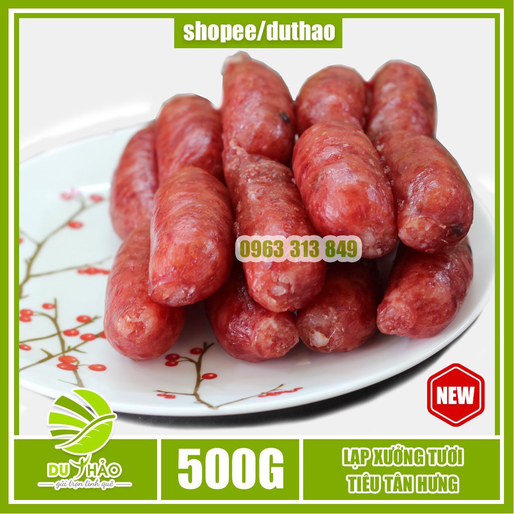 Lạp xưởng tươi Tân Hưng vị tiêu mai quế lộ 500gr lạp xưởng Sóc Trăng lạp xưởng miền Tây