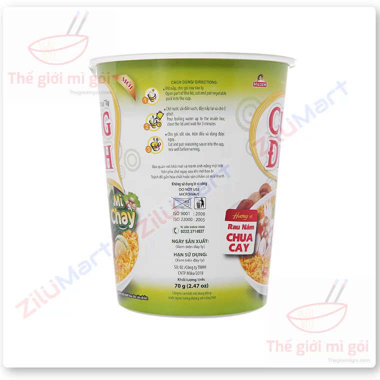 Thùng 24 ly mì chay Cung Đình rau nấm chua cay loại 70g | BigBuy360 - bigbuy360.vn