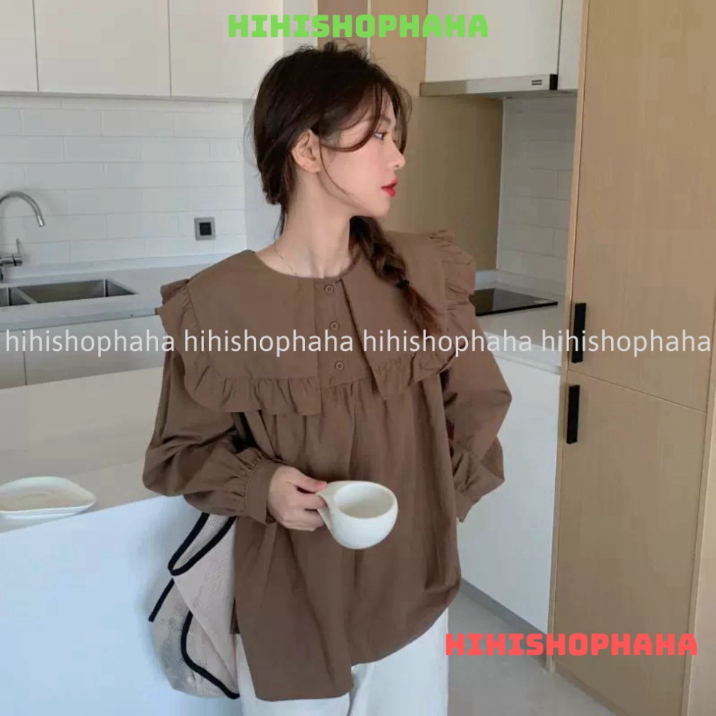 Áo babydoll tay bèo tiểu thư viền bèo xinh hàng QCCC A0008 kaca hihishophaha