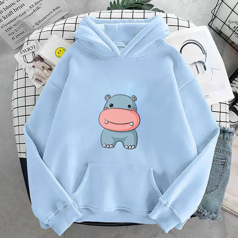 Áo hoodie nam nữ in hình Hà Mã dễ thương, chất nỉ dày dặn, nón 2 lớp, thích hợp làm áo cặp William - DS132